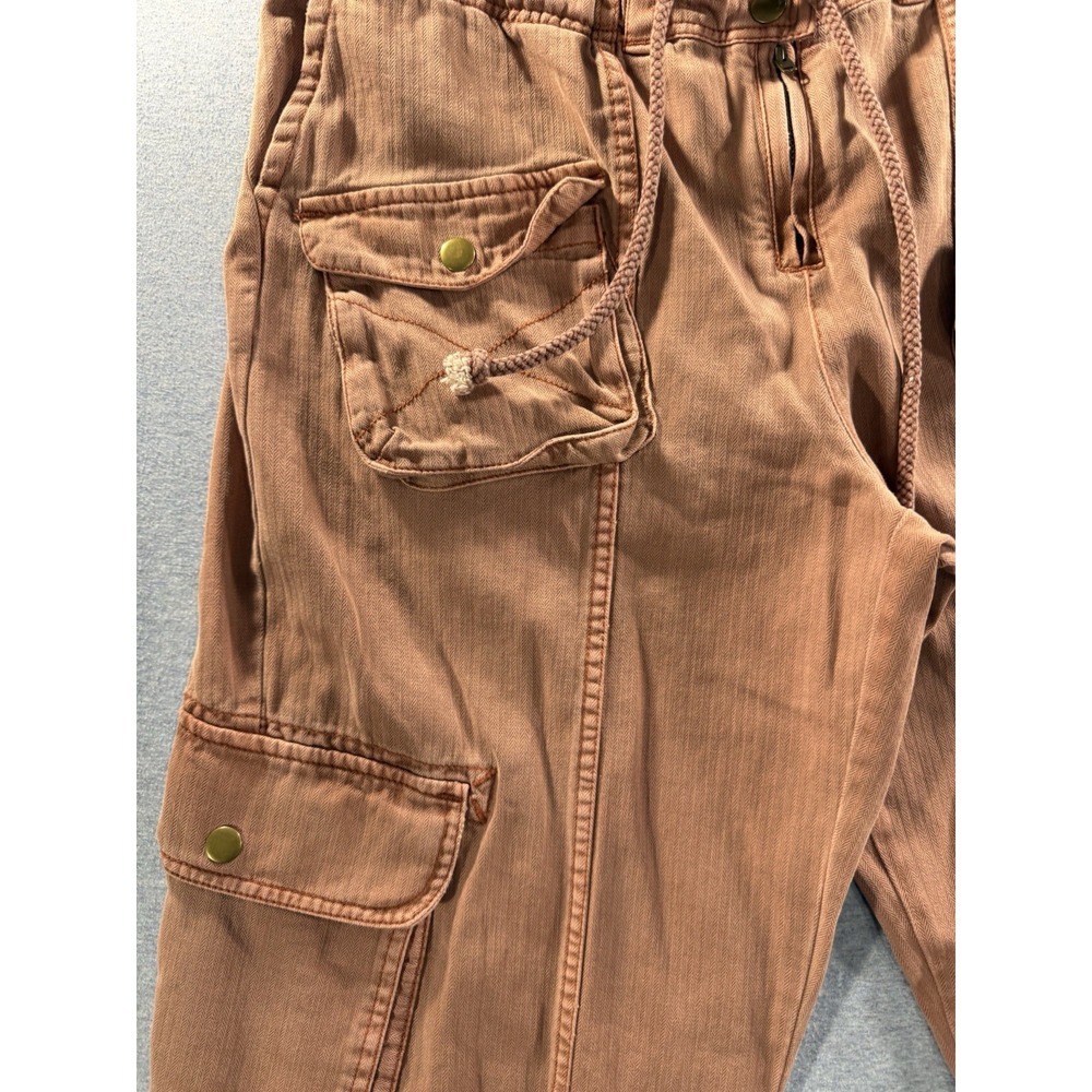 Free People Tahiti Cargo Crop Pants Sz Medium Dusty Rose Utility Cotton Wide Leg - Picture 4 of 13